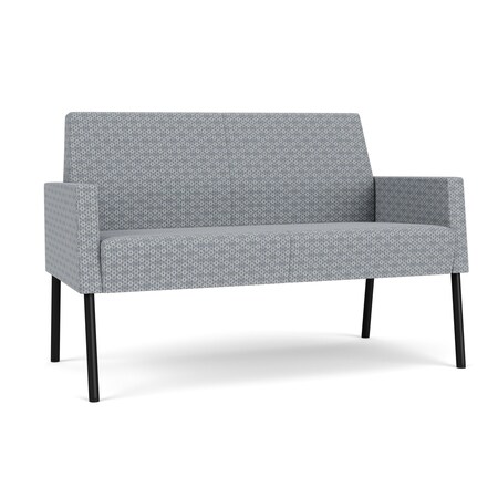 Lesro Mystic Lounge Reception Loveseat, Black, RS Fog Upholstery ML1501